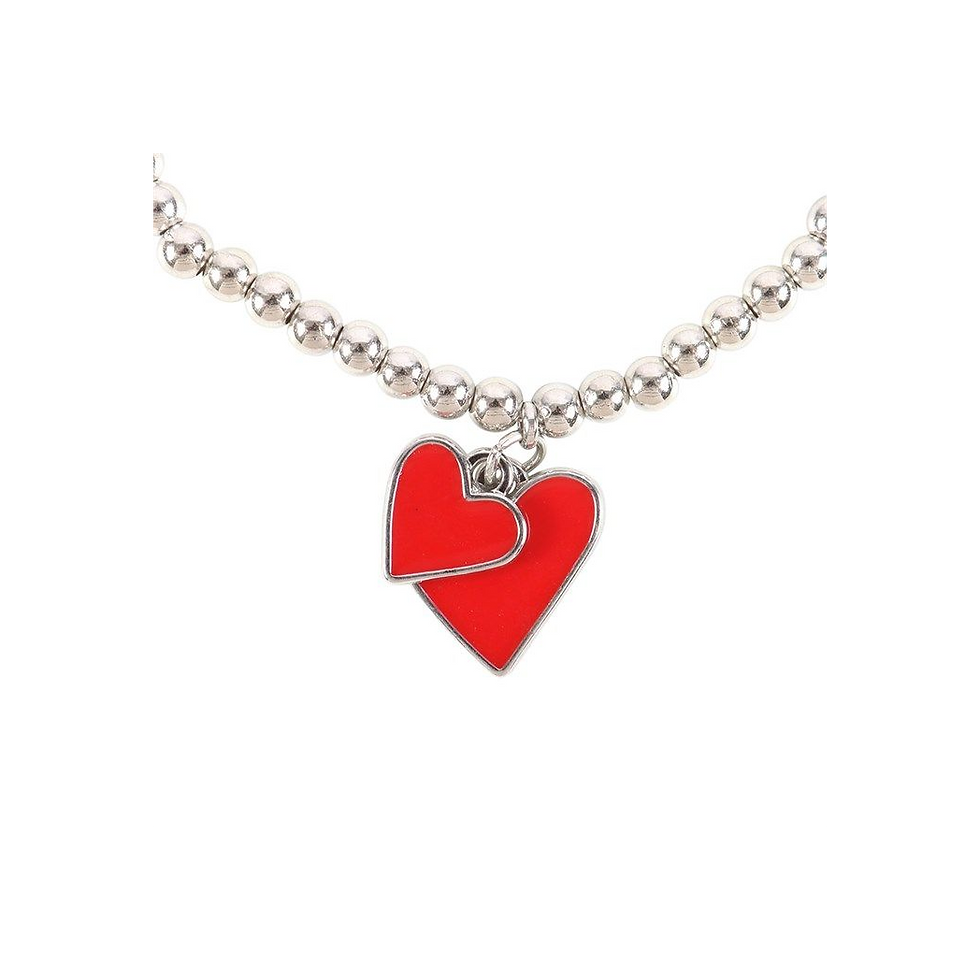 Thumbnail: ALL YOU NEED IS LOVE BEADED HEART CHARM BRACELET