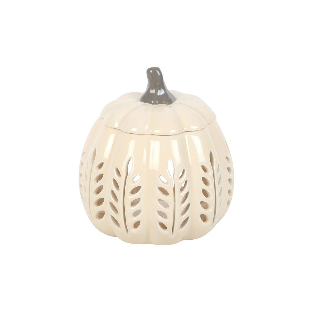 CREAM LEAF CUT OUT PUMPKIN OIL BURNER AND WAX WARMER