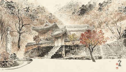 홍성모, 금몽암의 가을, 45x80cm