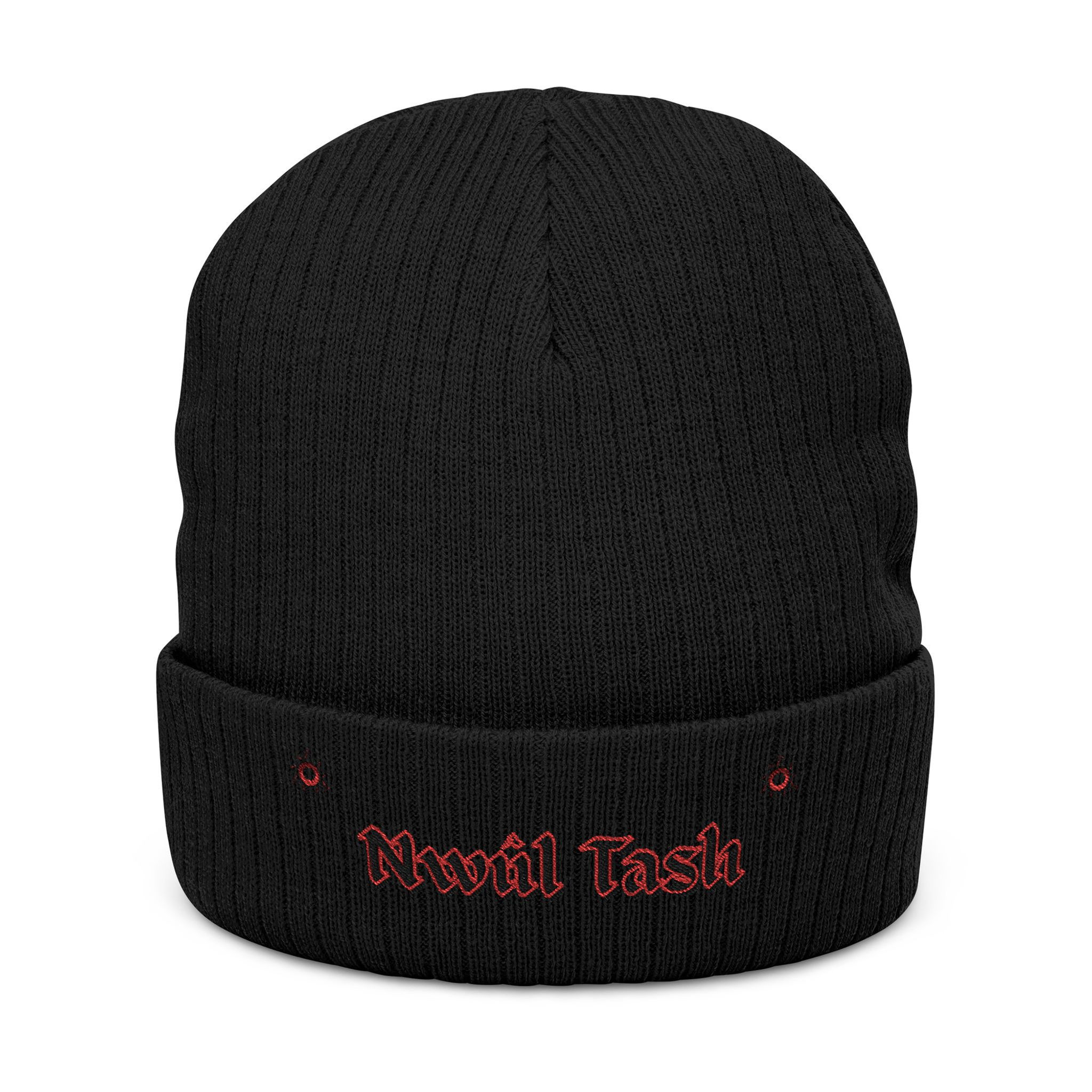 Nwul Tash Embroidered Ribbed Beanie — Winter Hat