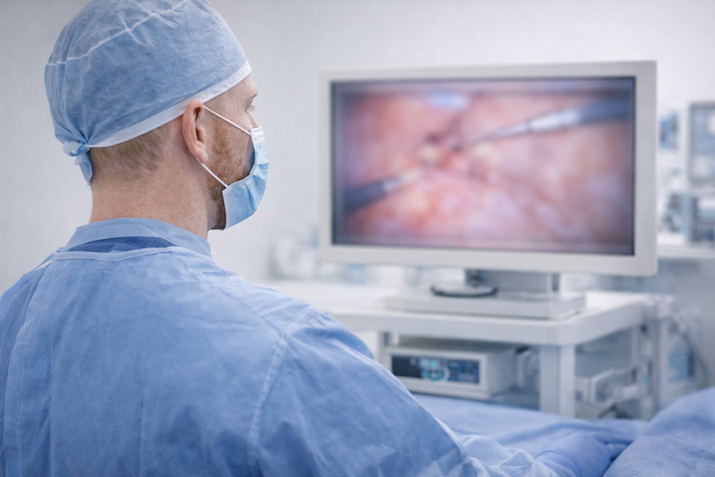 ד"ר דורפמן מבצע כירורגיה זעיר-פולשנית מיומנת תוך מעקב ברזולוציית HD גבוהה בלומיווט