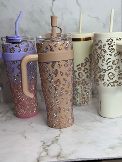 Rhinestone 30oz Cheetah Print Tumblers