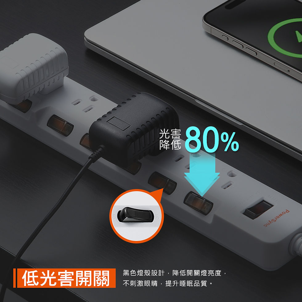 縮圖：群加 PowerSync 7開6插防雷擊抗搖擺加大間距延長線