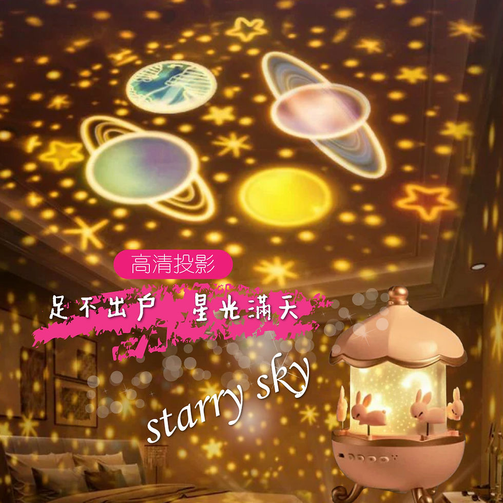 縮圖：CStar LD68 旋轉小屋兔兔音樂投影燈