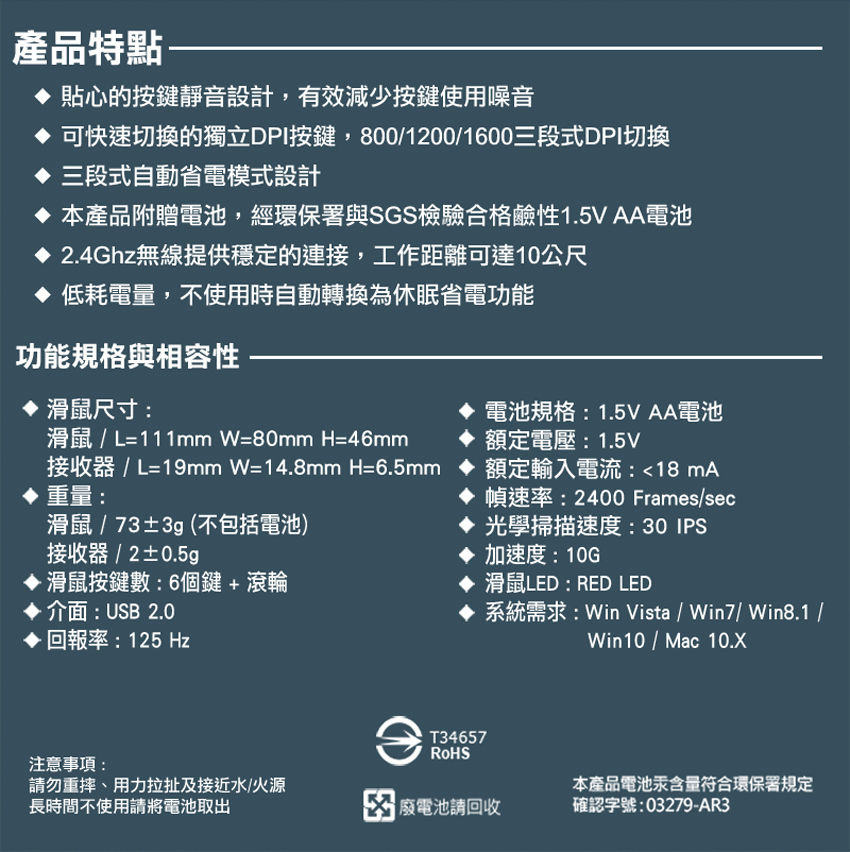 縮圖：INTOPIC MSW-Q770 2.4GHz飛碟無線靜音滑鼠