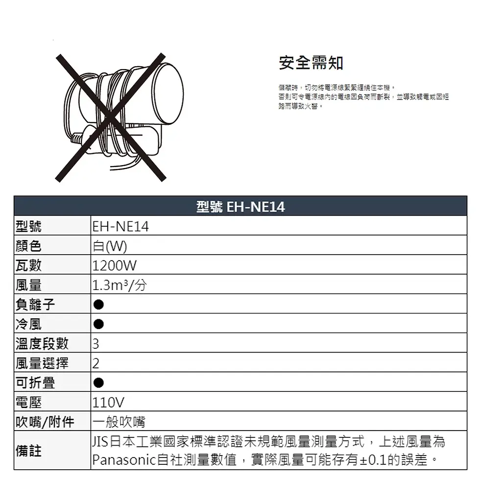 縮圖：Panasonic EH-NE14 保濕負離子吹風機