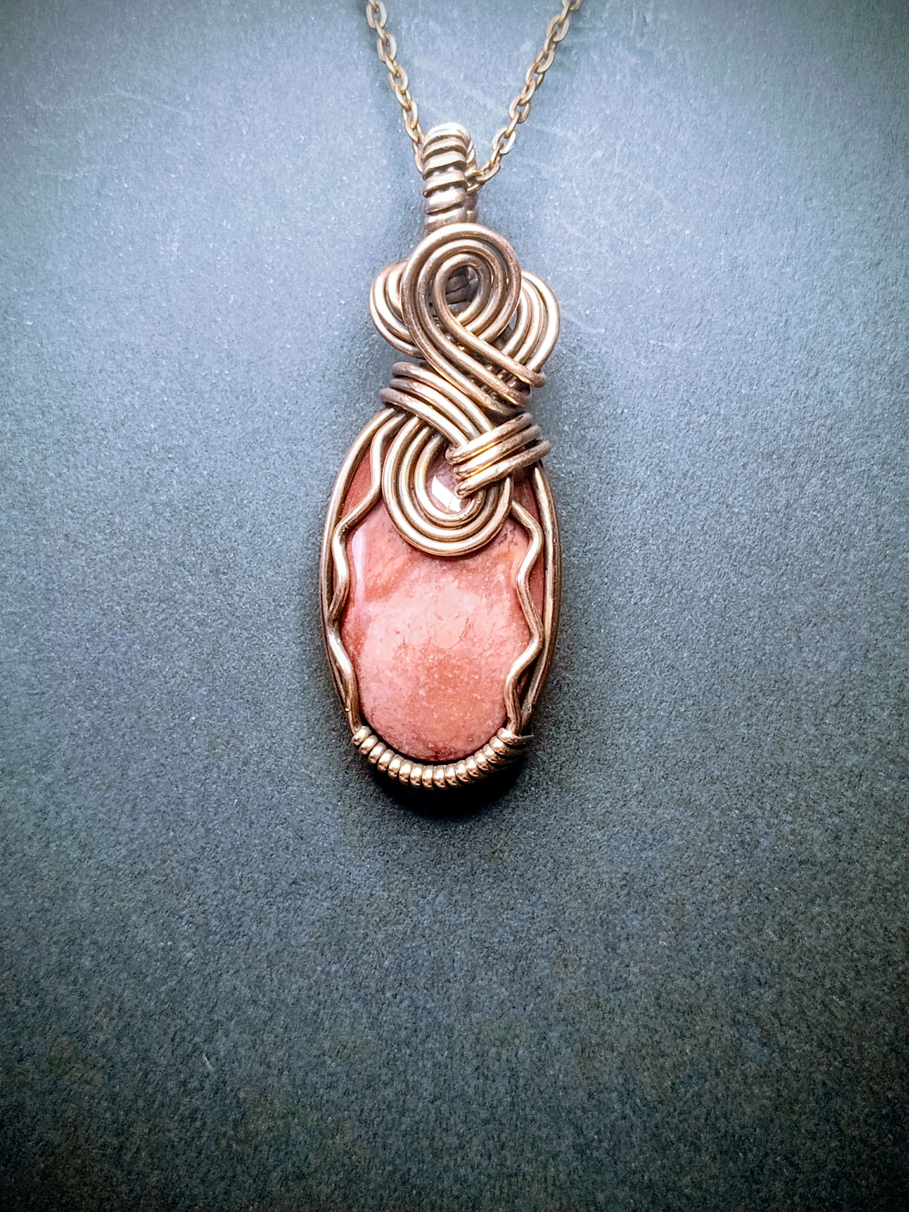 Rhodochrosite and Copper Pendant