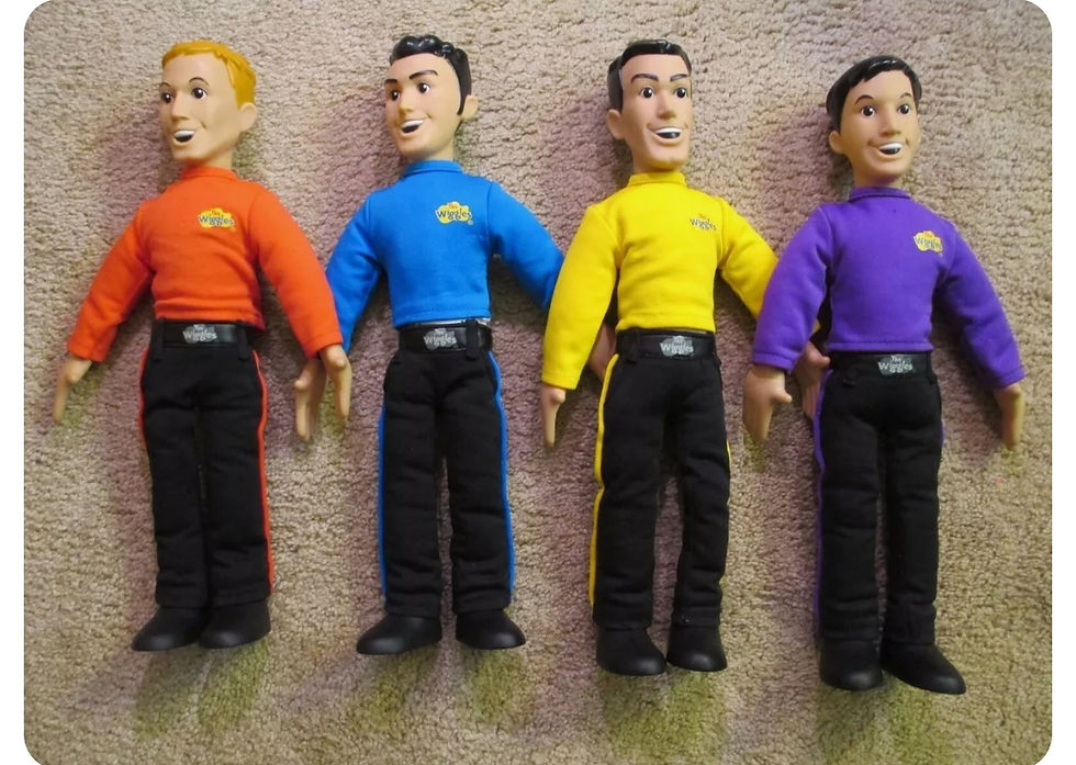 2003 THE WIGGLES SPIN MASTER DOLLS - ALL FOUR ORIGINAL WIGGLES MEMBERS