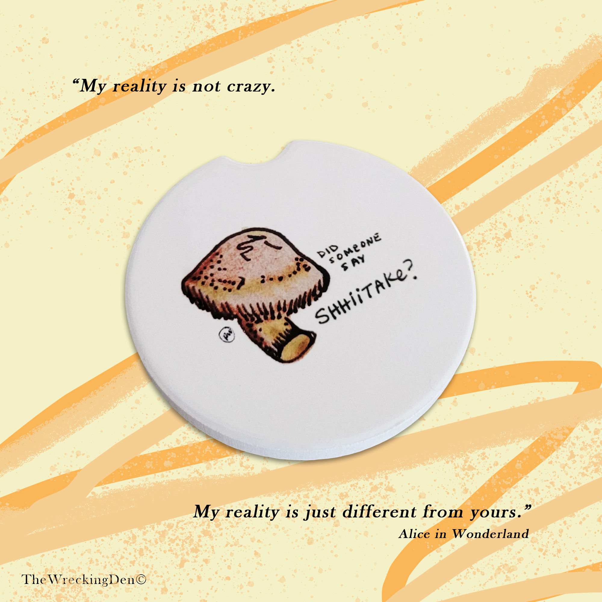 Did someone say Shhiitake?-Ceramic Travel Coaster (Set of 2)