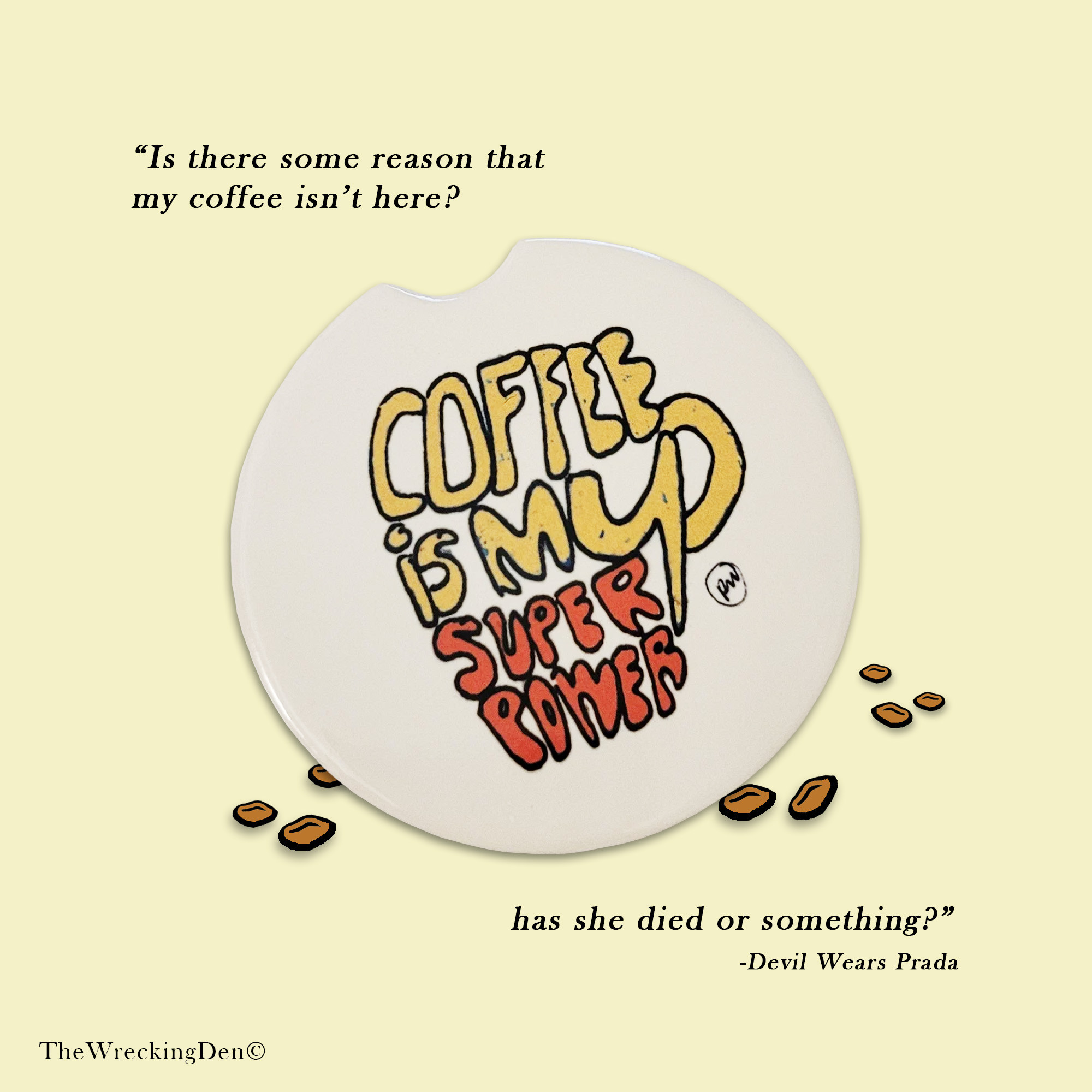 Coffee is my Super Power-Ceramic Travel Coaster (Set of 2)