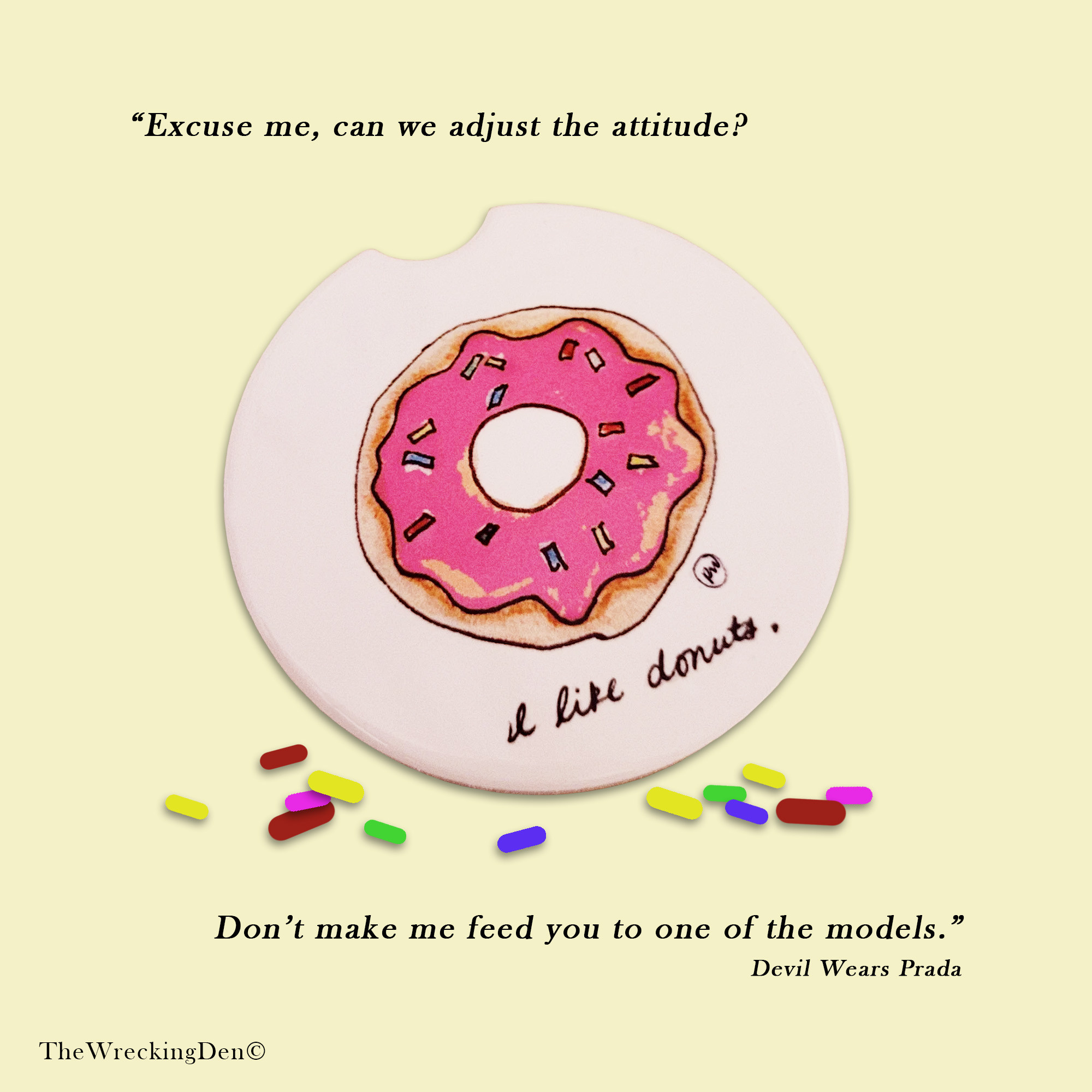 I Like Donuts-Ceramic Travel Coasters (Set of 2)