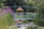Oak gazebo in a landscaped garden