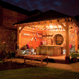 Oak Gazebo for hot tub with Enclosed Sides Knutsfor