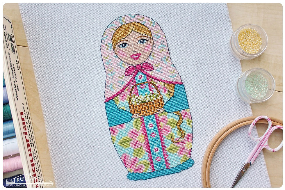 Thumbnail: Spring Matryoshka Doll PDF cross stitch pattern