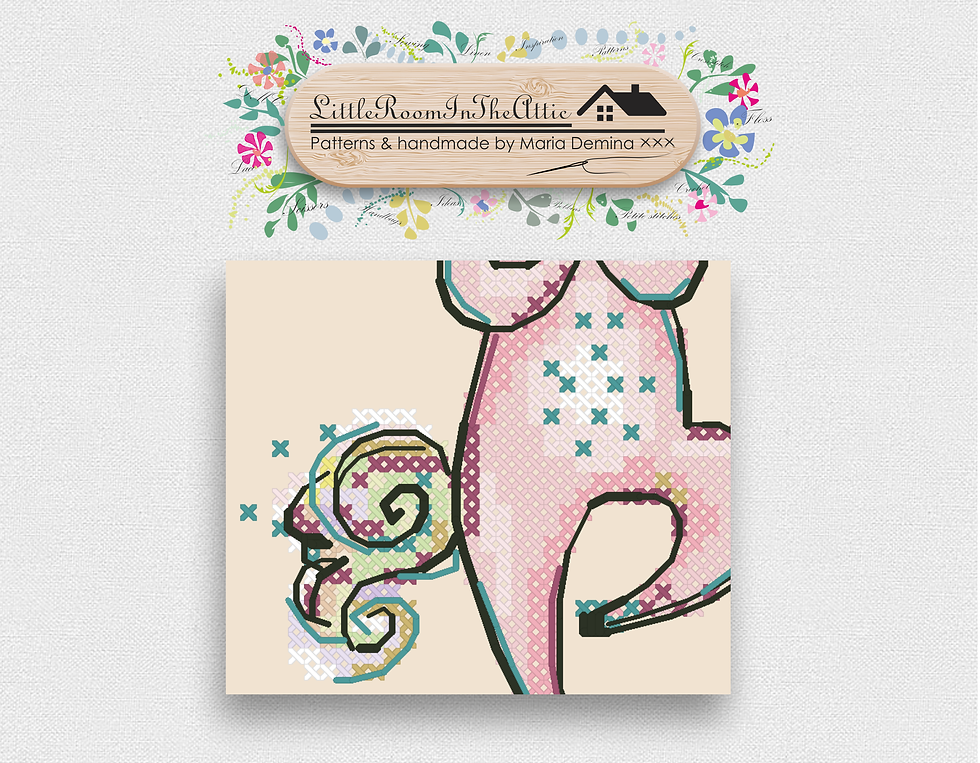 Thumbnail: Namaste Vriksasana Yogacorn PDF cross stitch pattern