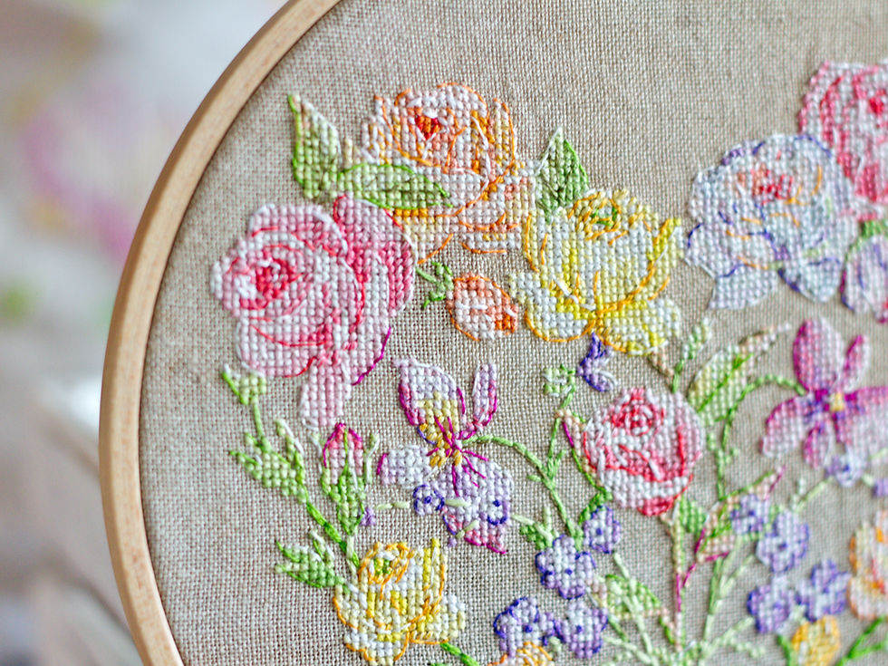 Thumbnail: Romantic Floral Heart - PDF cross stitch pattern