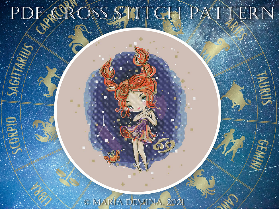 Zodiac - Cancer PDF cross stitch pattern