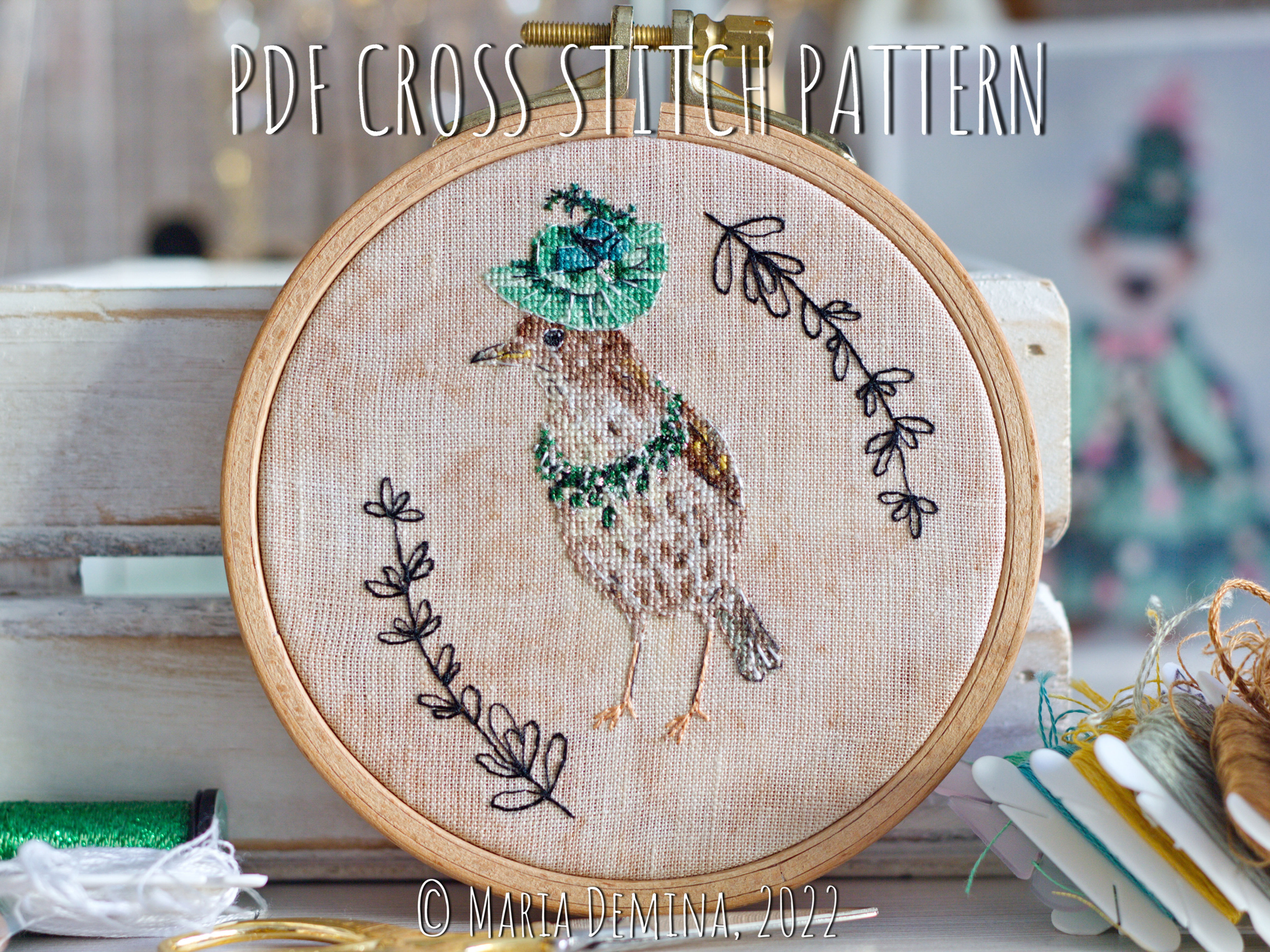 Duchess Song Thrush PDF cross stitch pattern