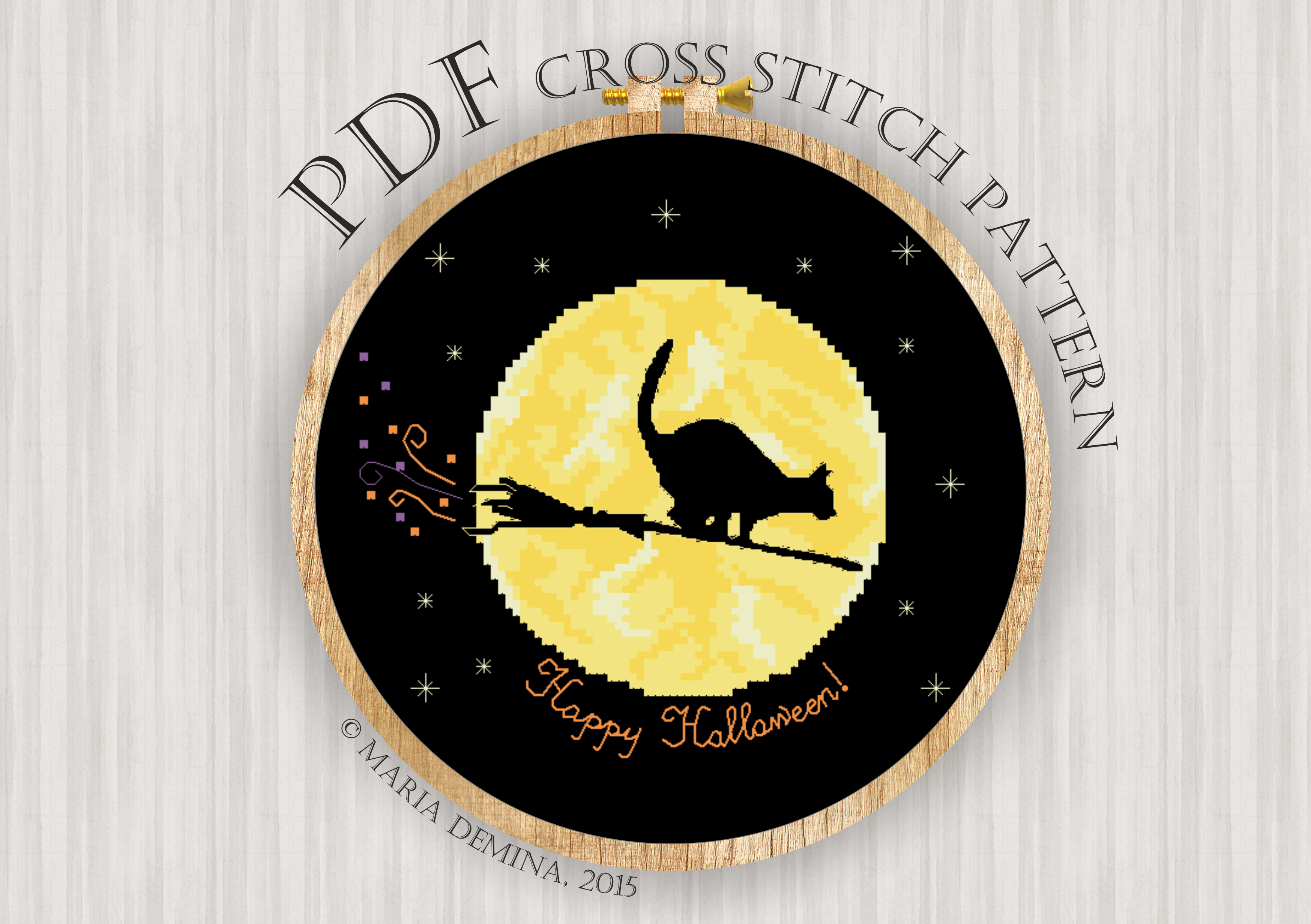 Halloween Cat cross stitch pattern