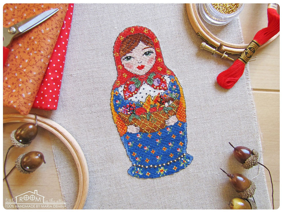 Thumbnail: Vivid Matryoshka Doll PDF cross stitch pattern