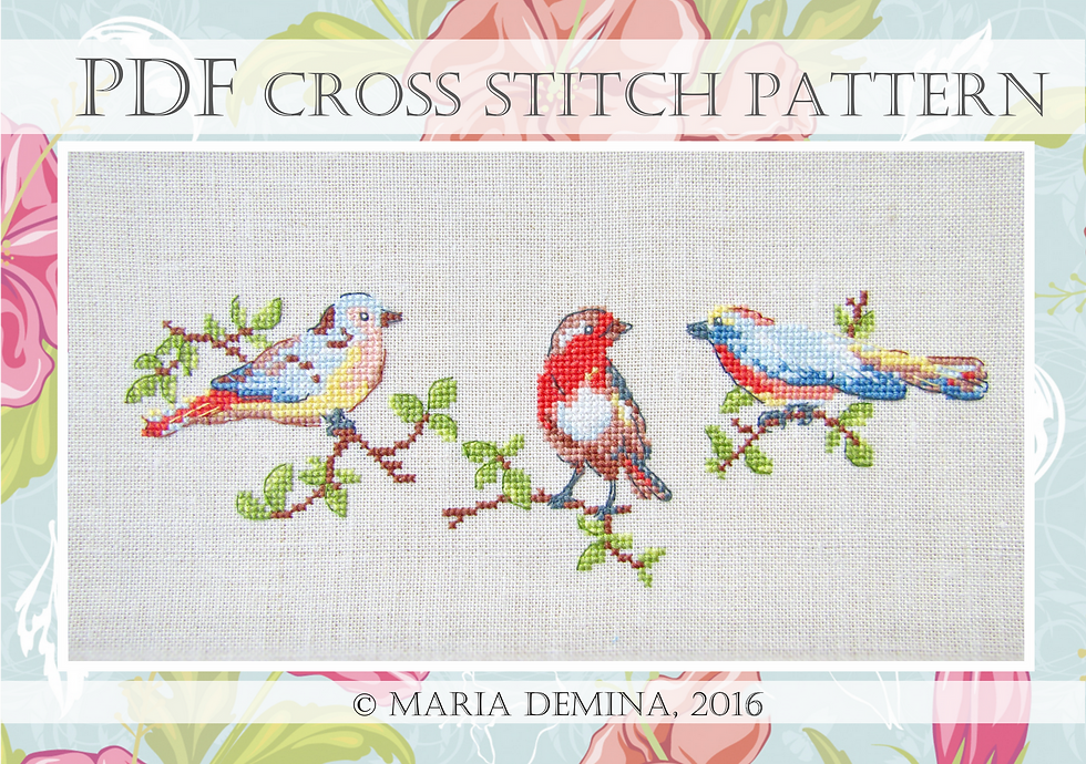 Spring Birds PDF cross stitch pattern