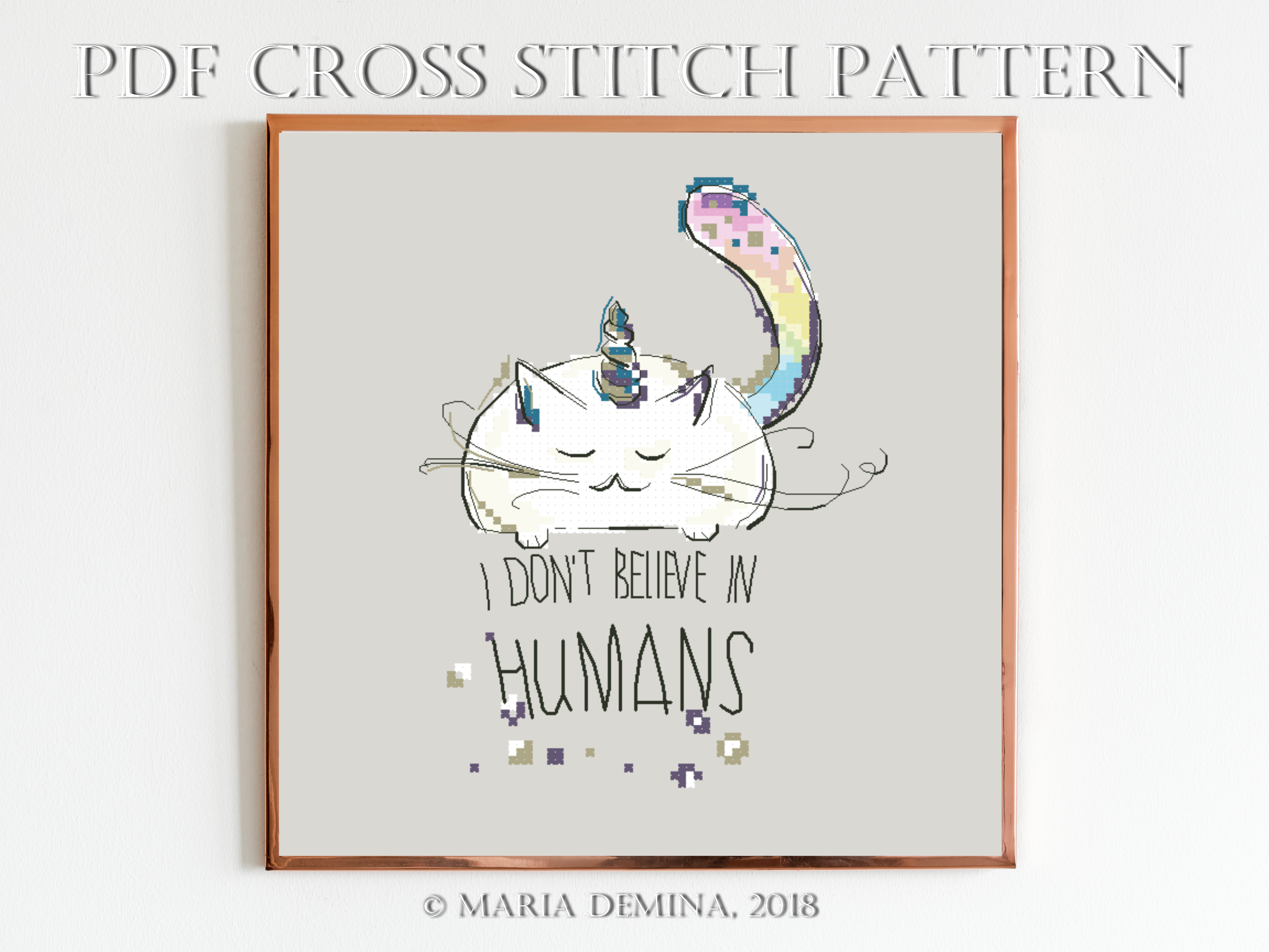 The Cat, Who Doesn't Believe PDF cross stitch pattern