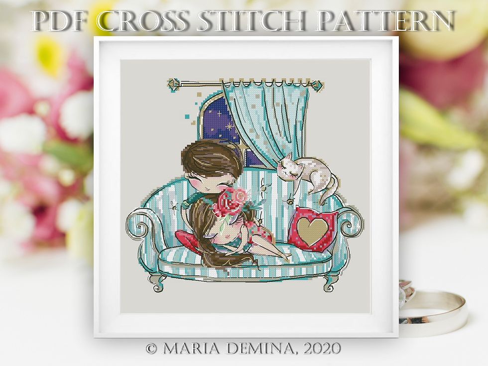 Cozy Evening Together PDF cross stitch pattern