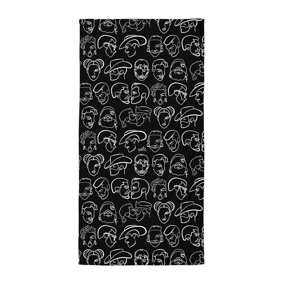 Thumbnail: lonniedraws faces pattern beach towel