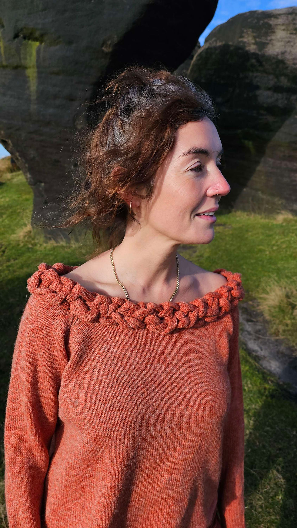 Thumbnail: Braided off the shoulder sweater