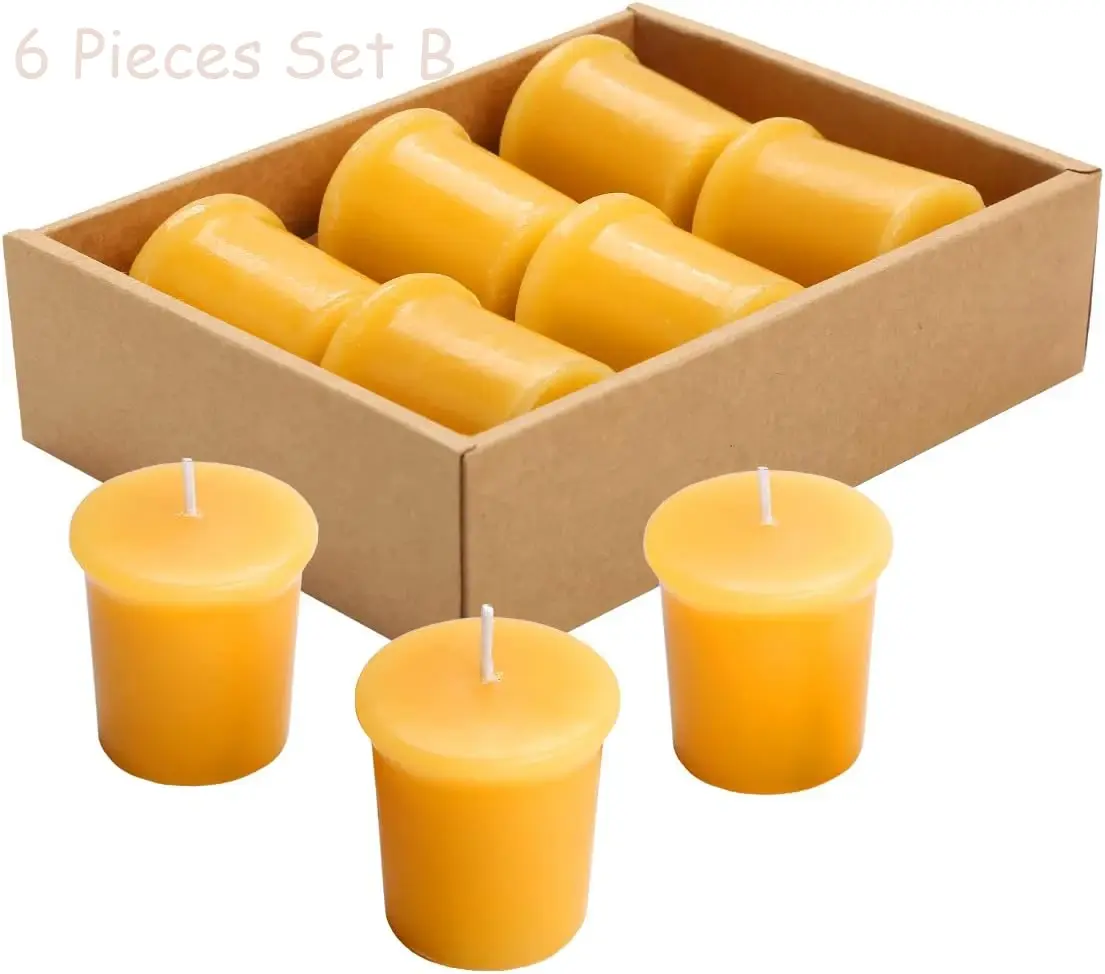 Set of 6 Handmade Beeswax Votive Candles