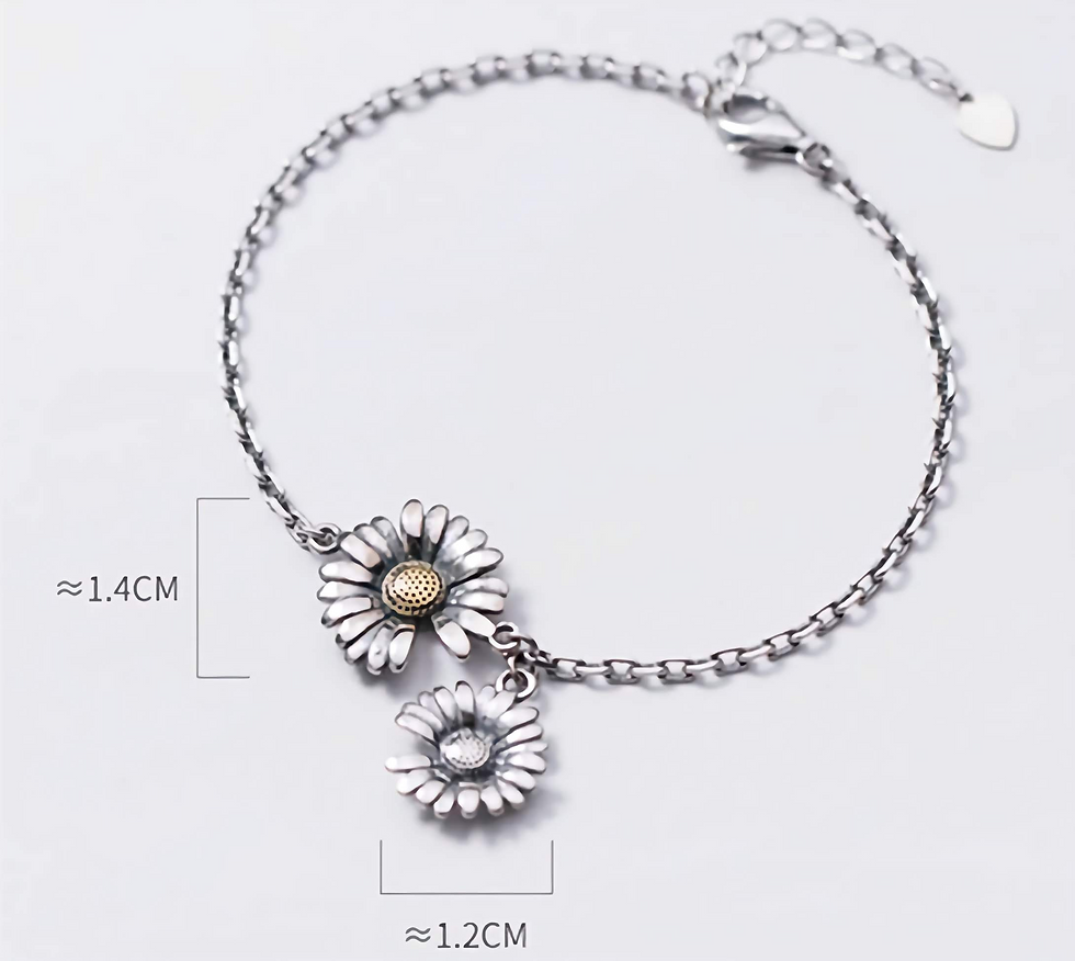 sterling silver, double-chrysanthemum bracelet - measurements