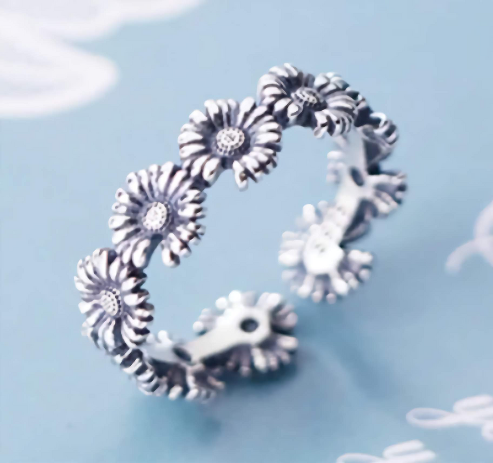 sterling silver chrysanthemum (band) ring