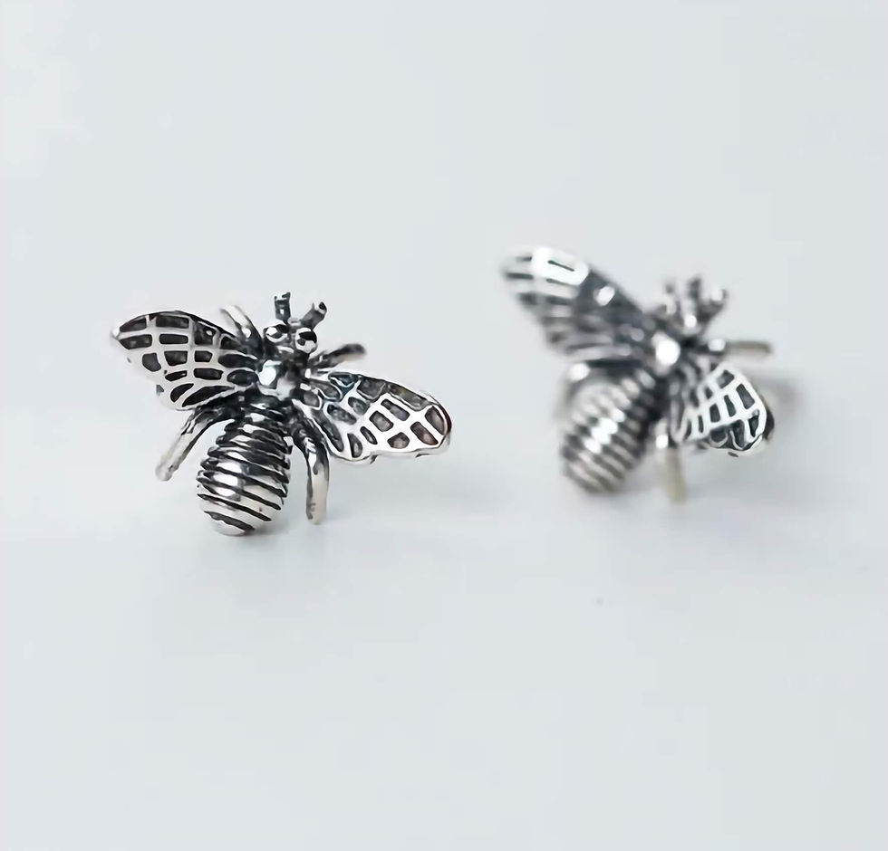 Thumbnail: sterling silver bee earrings