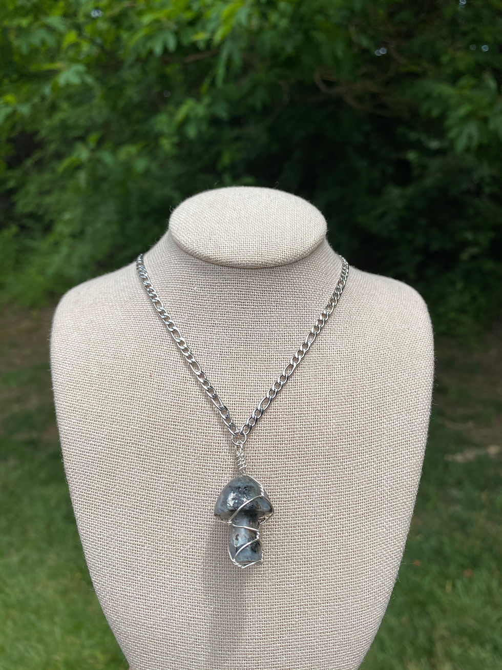Larvikite Mushroom Necklace