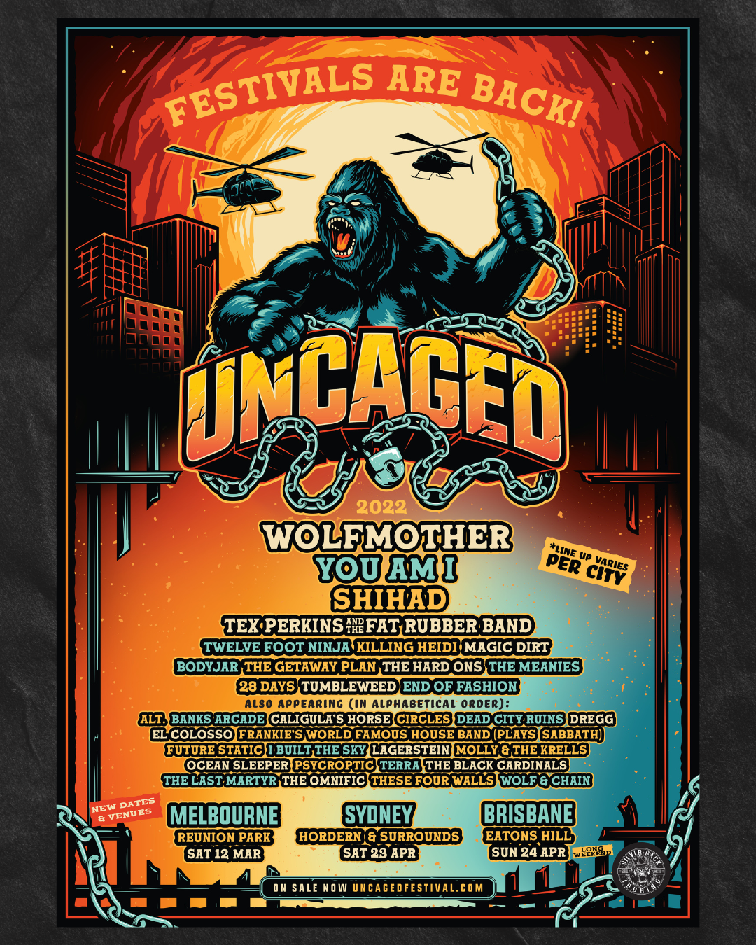 Uncaged Festival - 2022 feat: Wolfmother, You Am I, Shihad, Magic Dirt + more