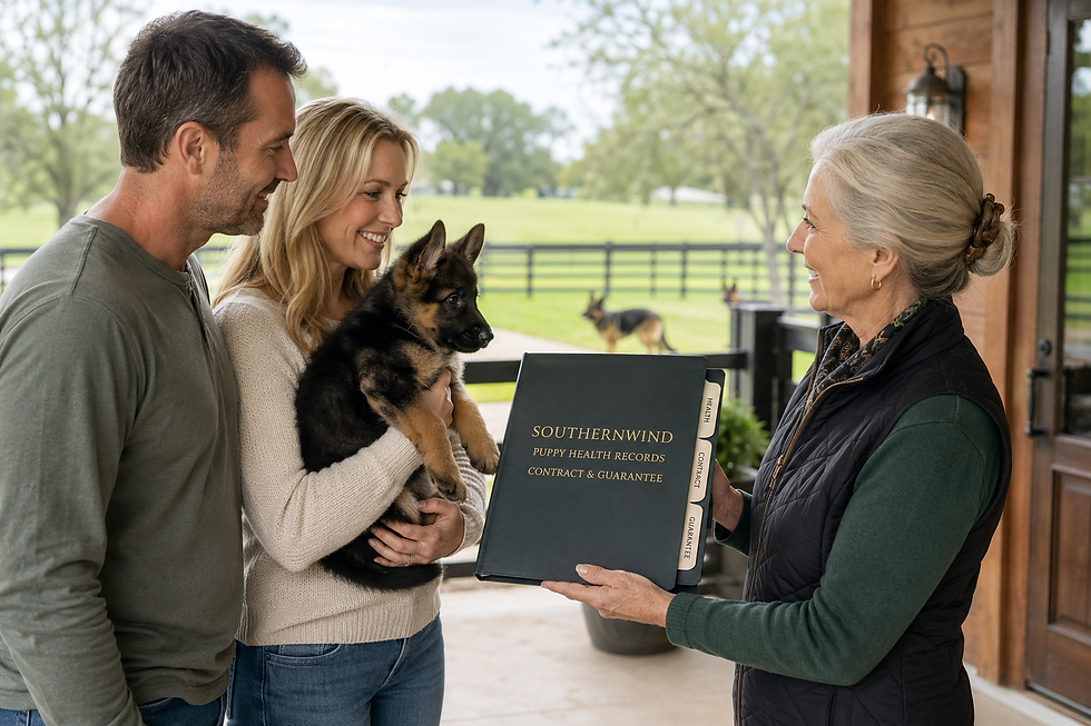 Southernwind Puppy Health Records Contract and Guarantee Handover