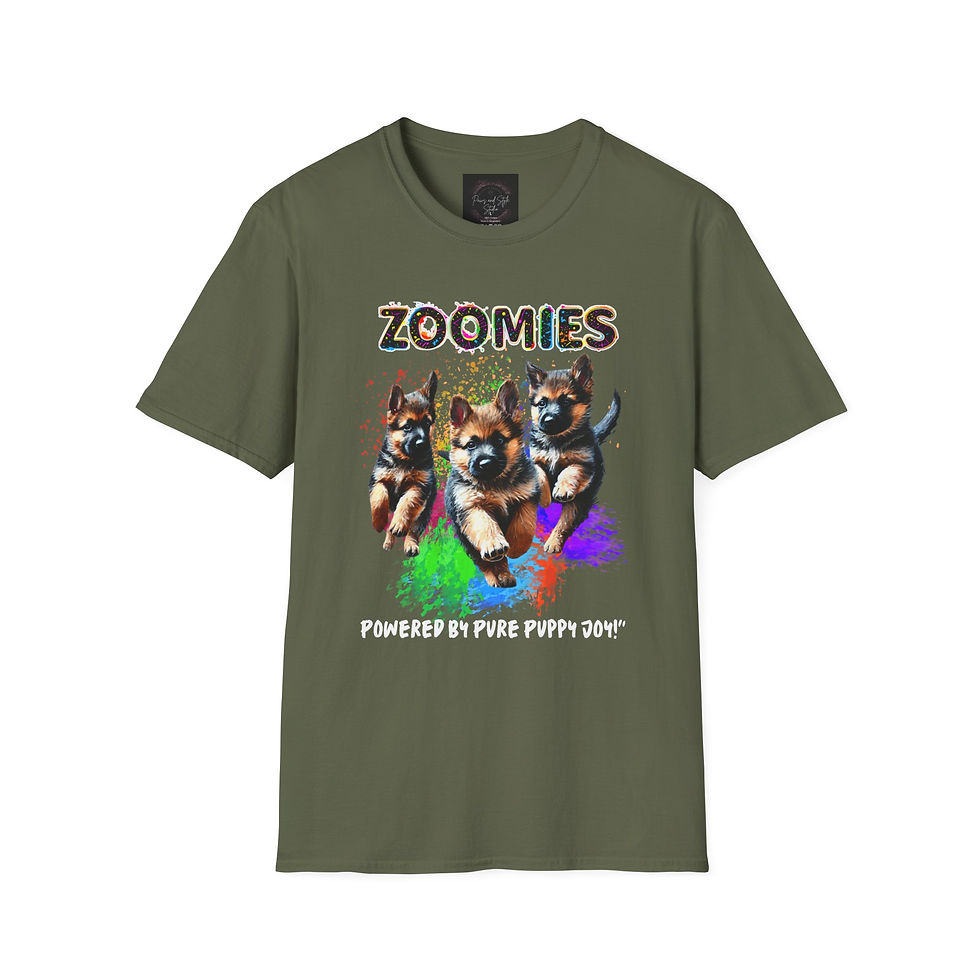 Thumbnail: German Shepherd Zoomies Tee | Colorful Puppies, Pure Chaos, All Fun!