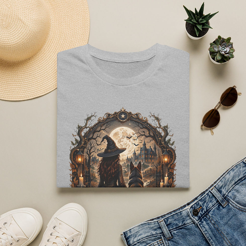 Thumbnail: German Shepherd Mom Halloween T-Shirt — Witch, Moon & Pumpkin Dog Design