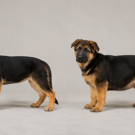 ean body condition in a growing German Shepherd puppy.