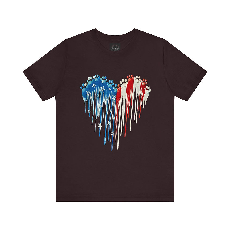 Thumbnail: Patriotic Heart Paw Print T-Shirt Red White & Blue Dog Lovers American Flag Tee