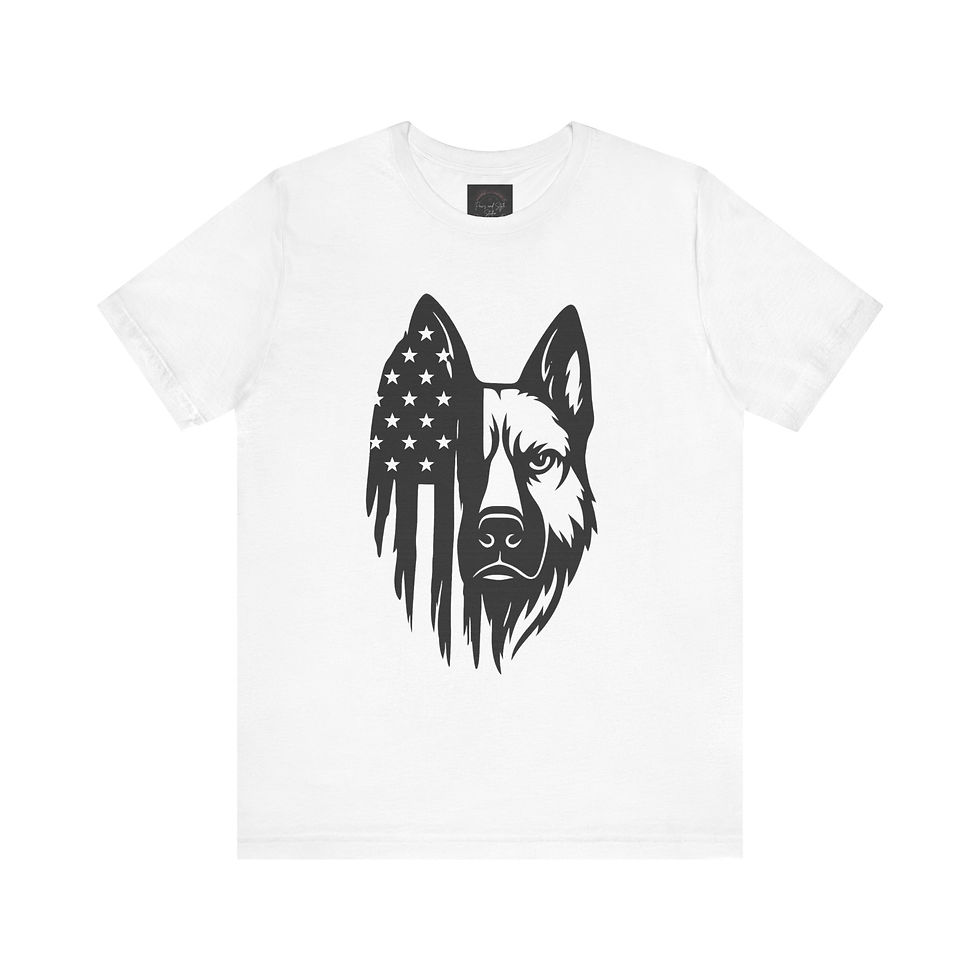 Thumbnail: VDSWK German Shepherd Patriotic Stars T-Shirt - USA Flag Dog Lovers Tee