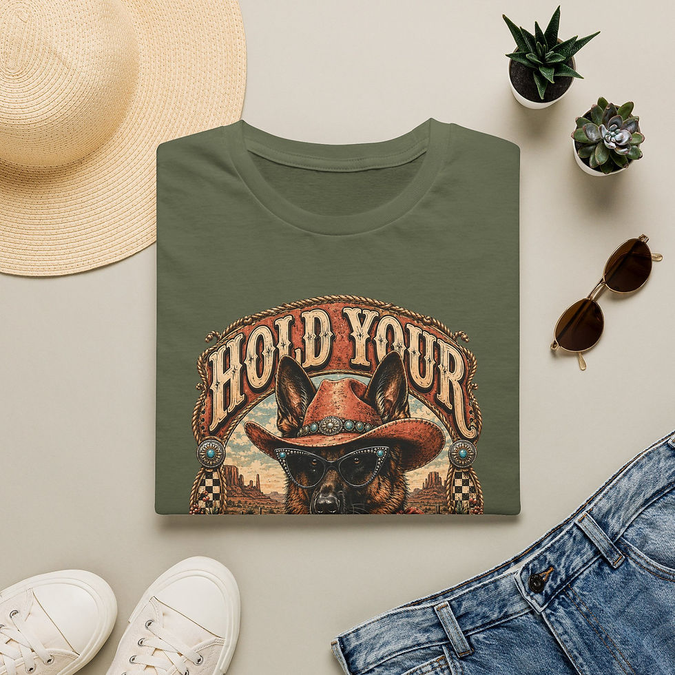 Thumbnail: Hold Your Bark German Shepherd T-Shirt — Vintage Cowboy Dog Graphic Tee