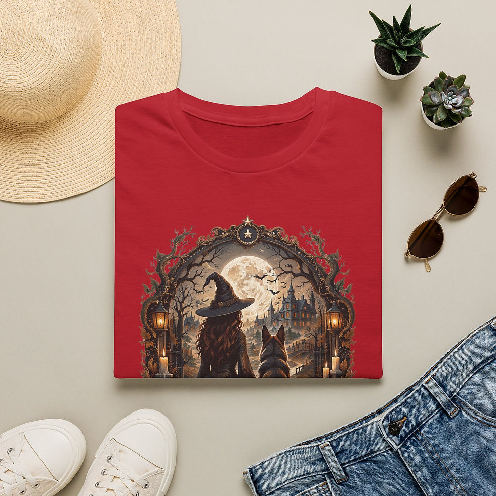 Thumbnail: German Shepherd Mom Halloween T-Shirt — Witch, Moon & Pumpkin Dog Design