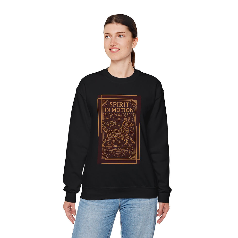 Thumbnail: German Shepherd Spirit in Motion Tribal Sacred Crewneck Sweatshirt 