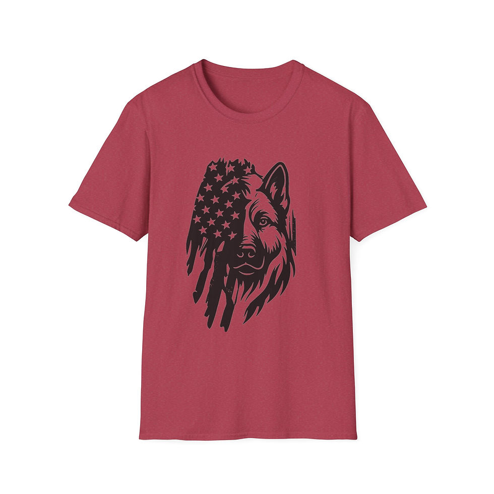 Thumbnail: German Shepherds American Flag Wolf Graphic Tee, Unisex Softstyle T-Shirt