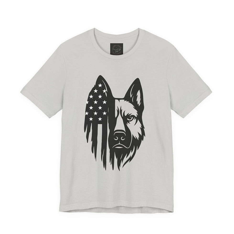 Thumbnail: VDSWK German Shepherd Patriotic Stars T-Shirt - USA Flag Dog Lovers Tee