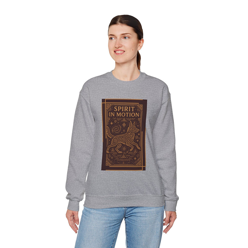 Thumbnail: German Shepherd Spirit in Motion Tribal Sacred Crewneck Sweatshirt 