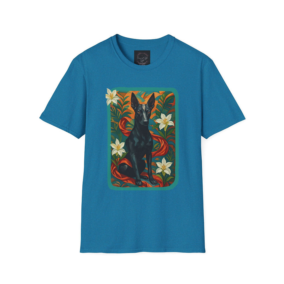 Thumbnail: Xoloitzcuintli Guardian Art Shirt – Sacred Xolo Dog Floral Folk Illustration