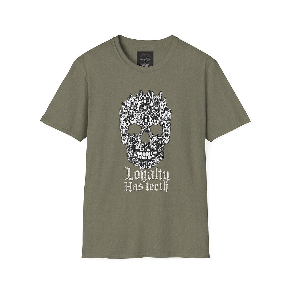 Thumbnail: Loyalty Has Teeth – German Shepherd Gothic Skull T-Shirt