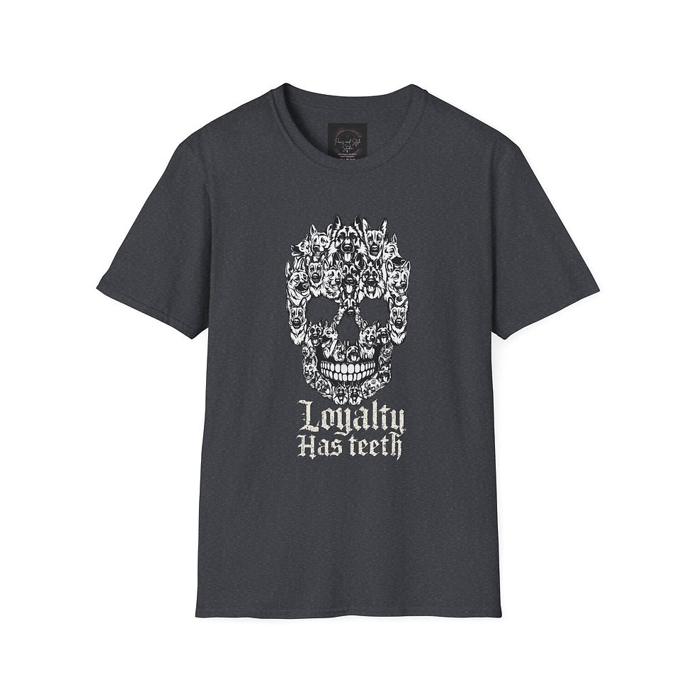 Thumbnail: Loyalty Has Teeth – German Shepherd Gothic Skull T-Shirt